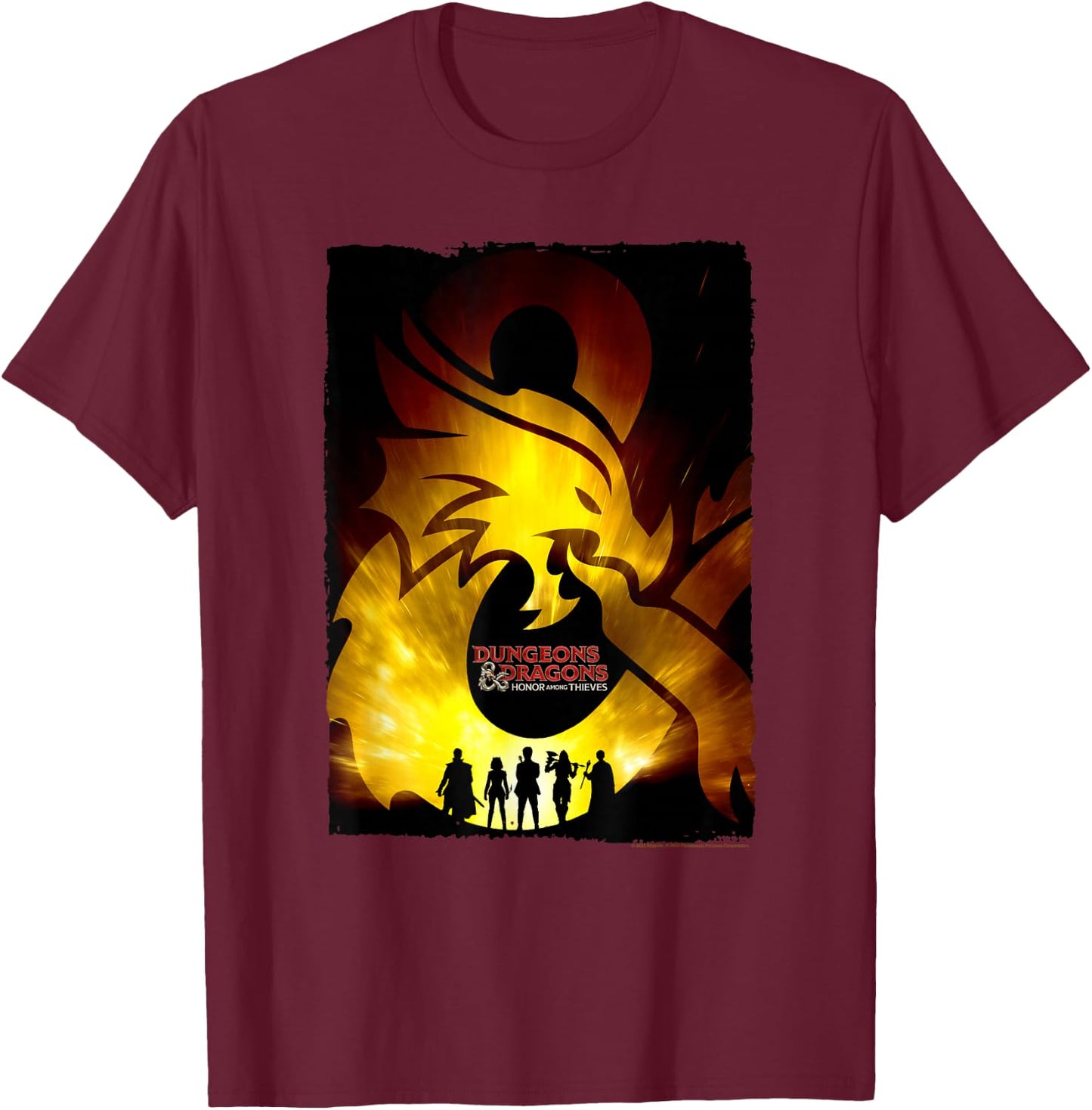 Dungeons & Dragons: Honor Among Thieves Party Silhouette T-Shirt - T-Shirt | Maroon