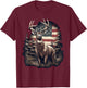 Whitetail Buck Deer Hunting US Flag Patriotic Hunter T-Shirt - T-Shirt | Maroon