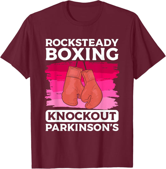 Rock Steady Boxing Knock Out Parkinson's Awareness T-Shirt - T-Shirt | Maroon