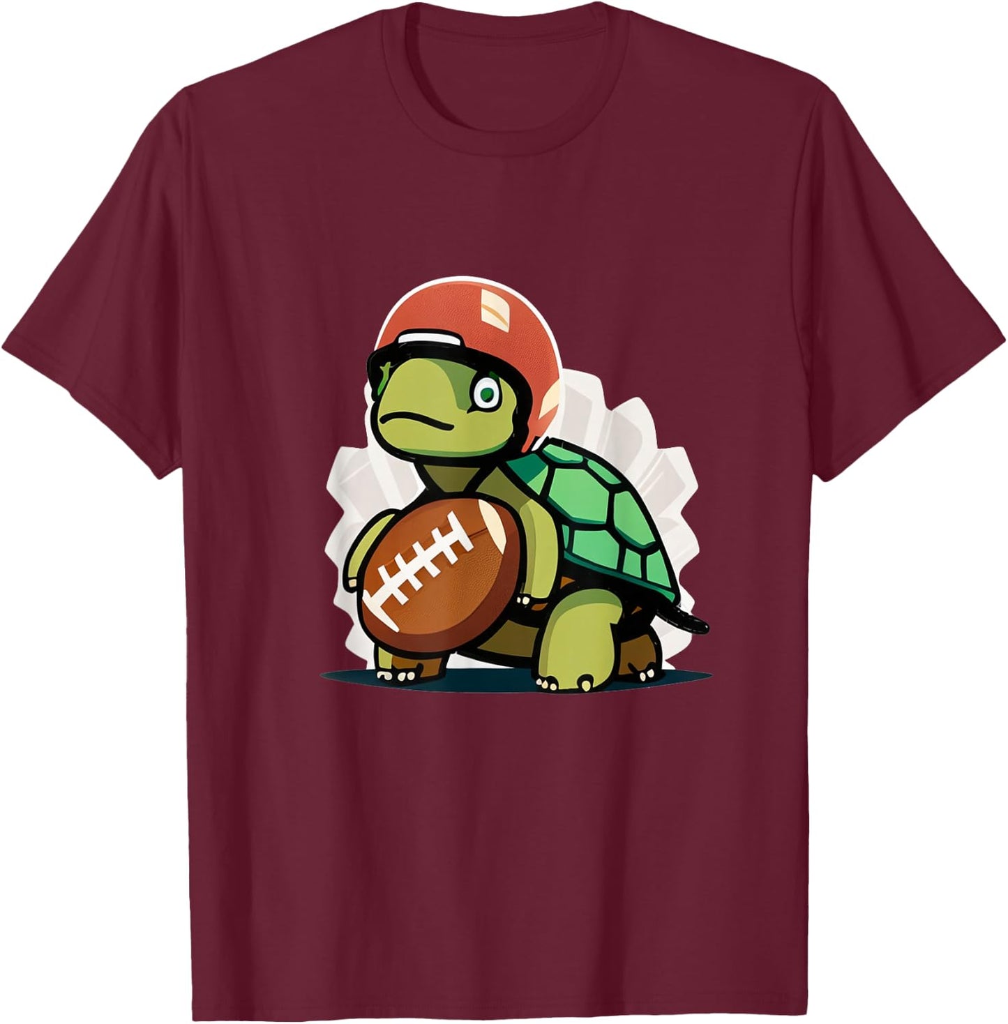 Cute Turtle Touchdown: Tackling American Football T-Shirt - T-Shirt | Maroon