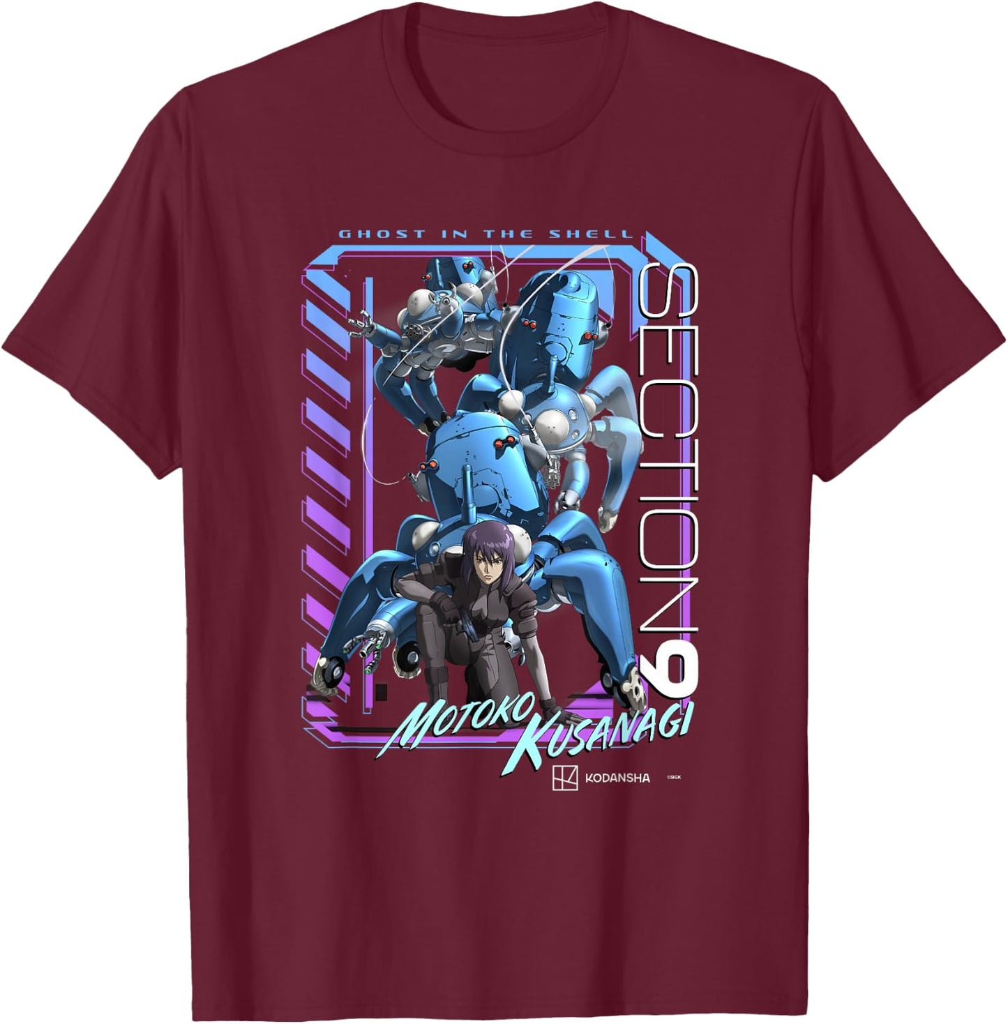 Ghost in the Shell: Stand Alone Complex Neon Section 9 T-Shirt - T-Shirt | Maroon