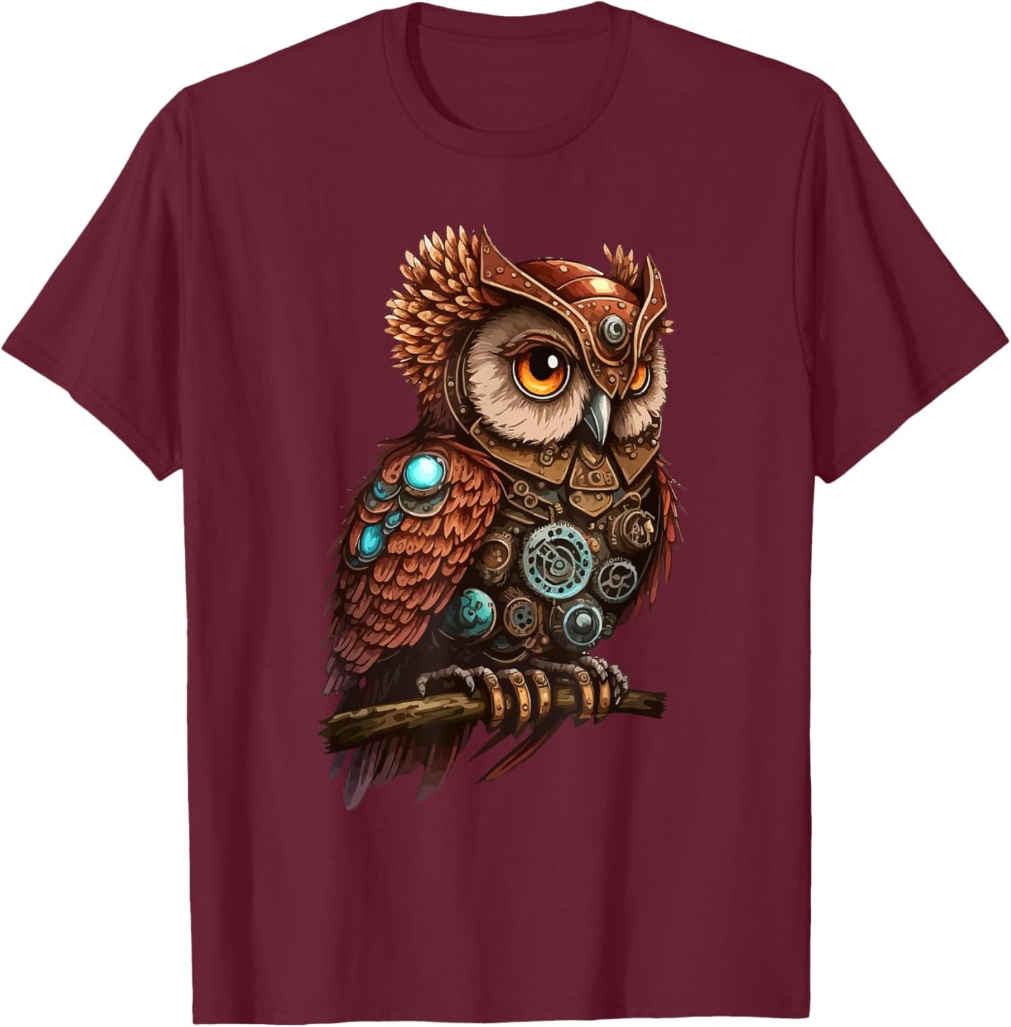 Steampunk Owl Steam Punk Owl Bird Vintage T-Shirt - T-Shirt | Maroon