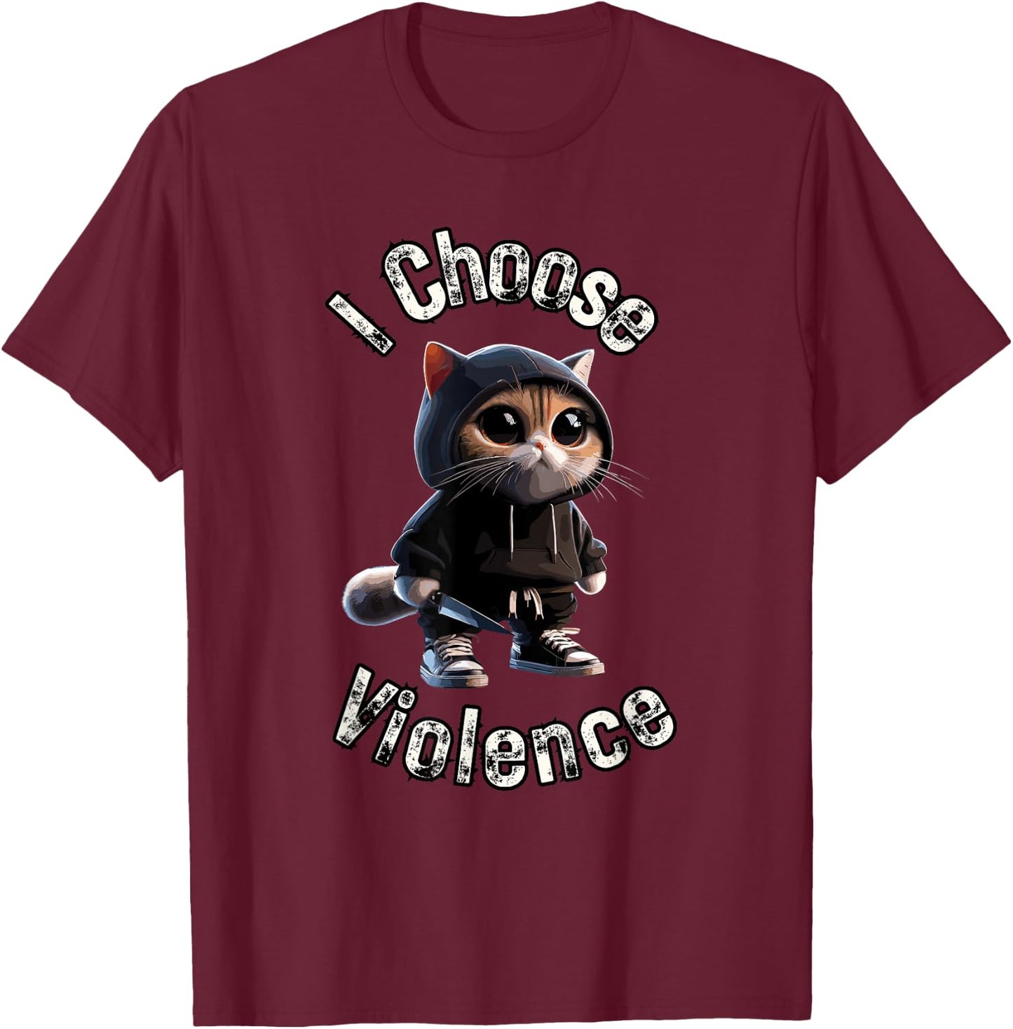 I Choose Violence Cat Women T-Shirt - T-Shirt | Maroon