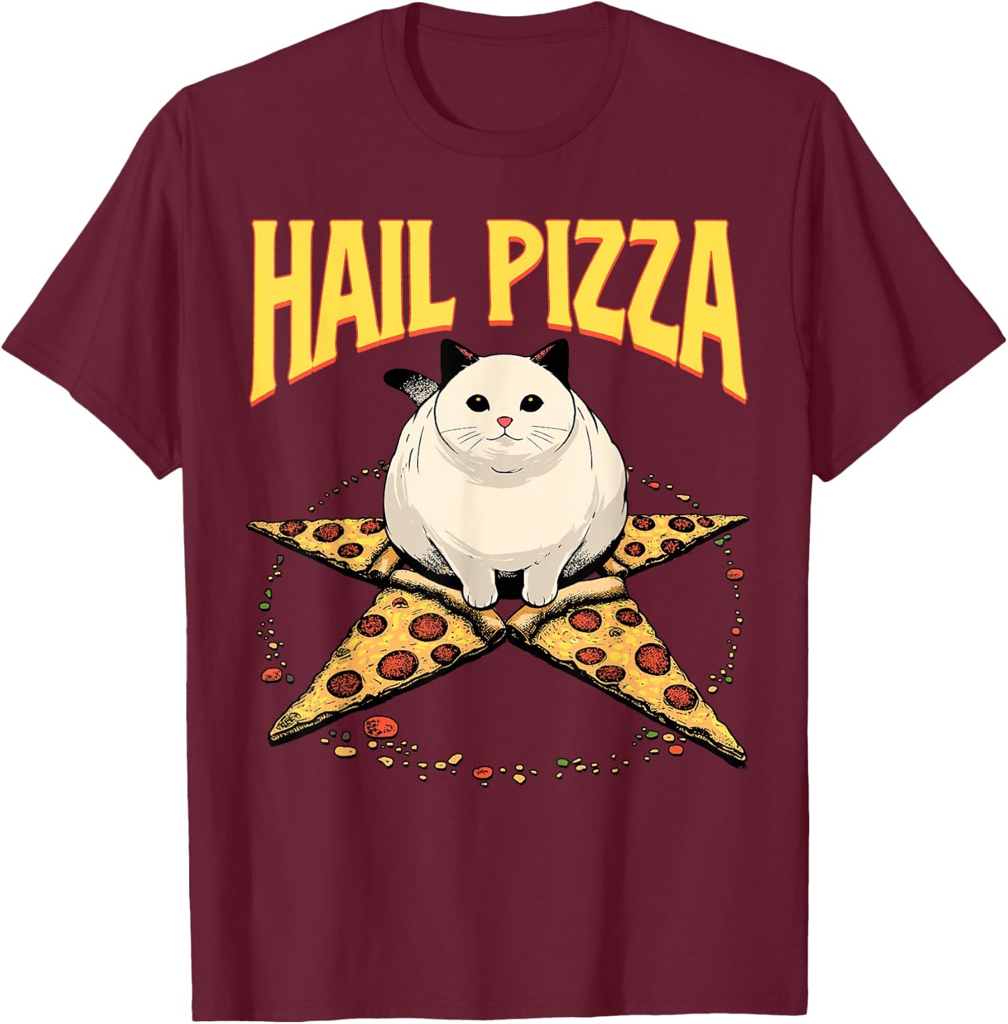 Hail Pizza Shirt Satanic Pizza Pentagram Cat Occult Lucifer Women T-Shirt - T-Shirt | Maroon