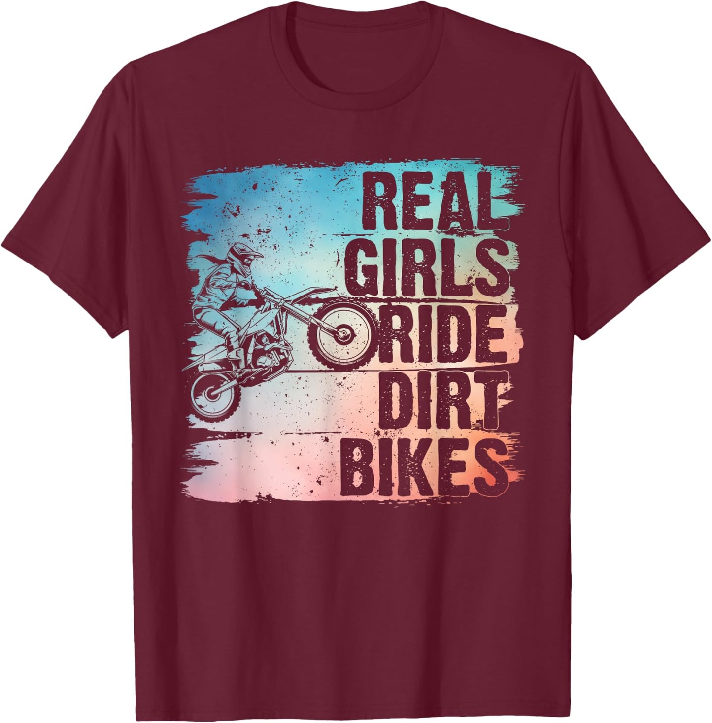 Cool Dirt Bike Girls Motocross Biker Racer Sport T-Shirt - T-Shirt | Maroon