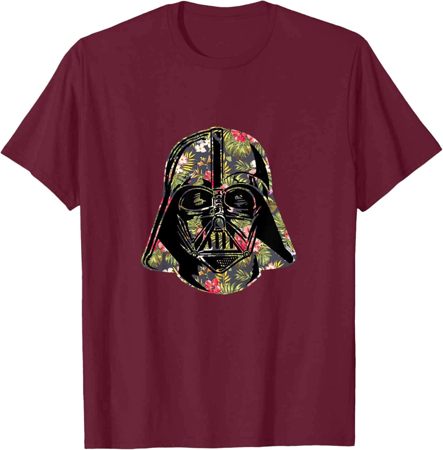 Star Wars Classic Darth Vader Floral Tropical Helmet T-Shirt - T-Shirt | Maroon