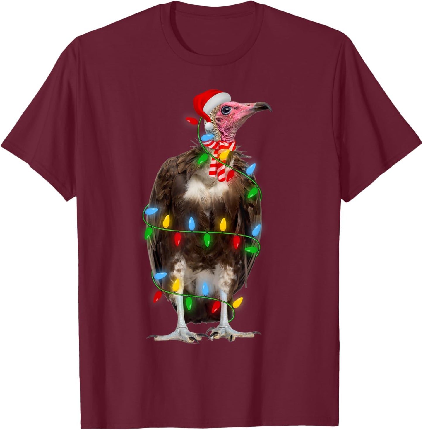 Vulture Bird Xmas Lighting Holiday Santa Vulture Christmas T-Shirt - T-Shirt | Maroon
