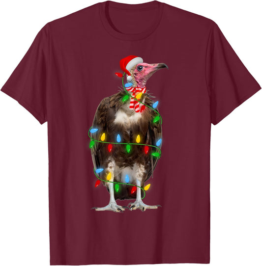 Vulture Bird Xmas Lighting Holiday Santa Vulture Christmas T-Shirt - T-Shirt | Maroon