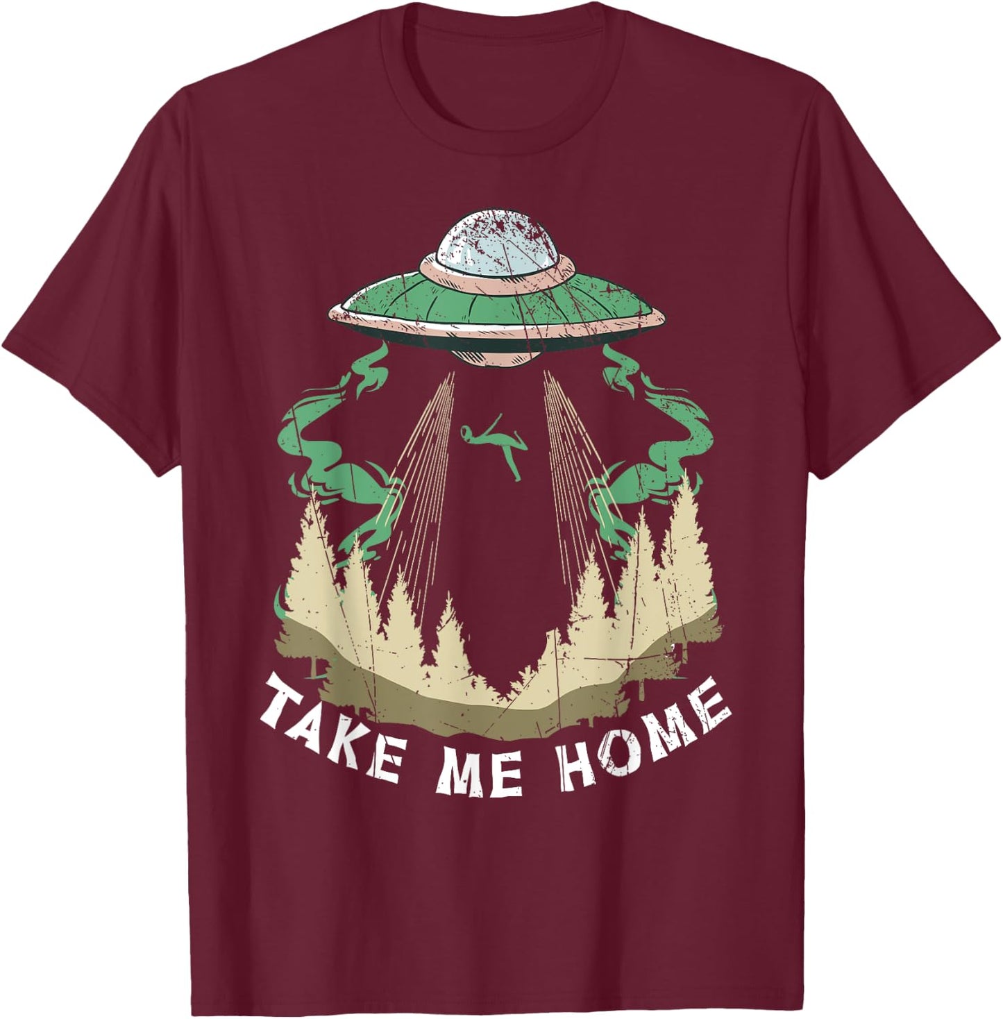 Space Alien Ufo Alien Head Tie Dye Peace T-Shirt - T-Shirt | Maroon