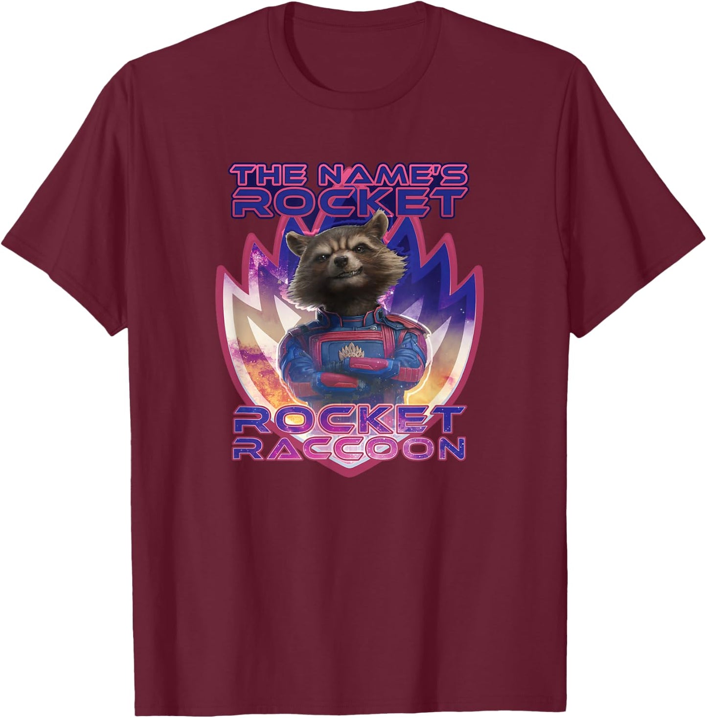 Marvel Guardians of The Galaxy 3 The Name’s Rocket Raccoon T-Shirt - T-Shirt | Maroon