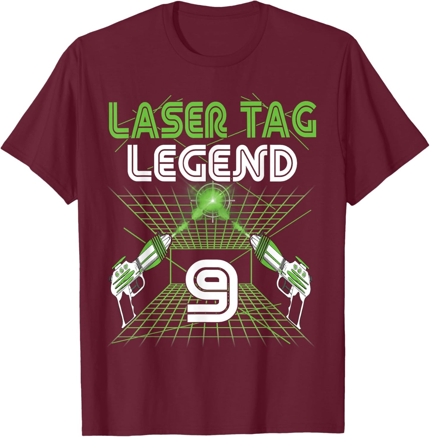Lasertag Birthday Party - laser tag 9 years birthday T-Shirt - T-Shirt | Maroon