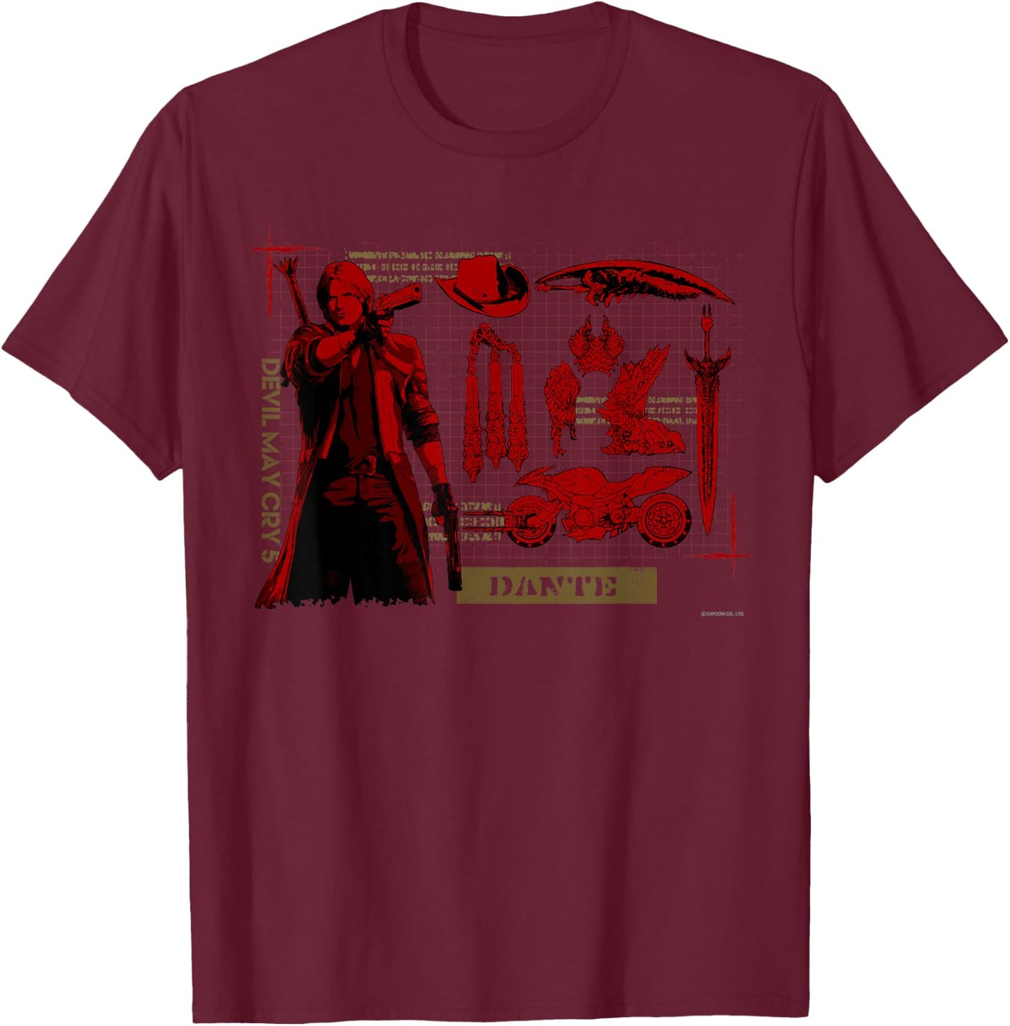 Devil May Cry 5 Dante T-Shirt - T-Shirt | Maroon