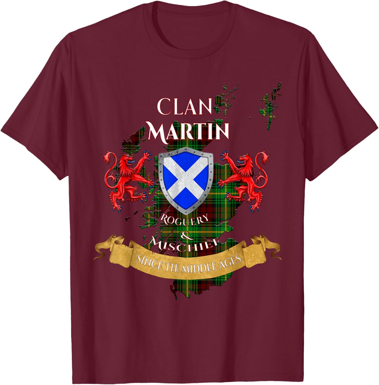Martin Scottish Family Clan Middle Ages Mischief T-Shirt - T-Shirt | Maroon