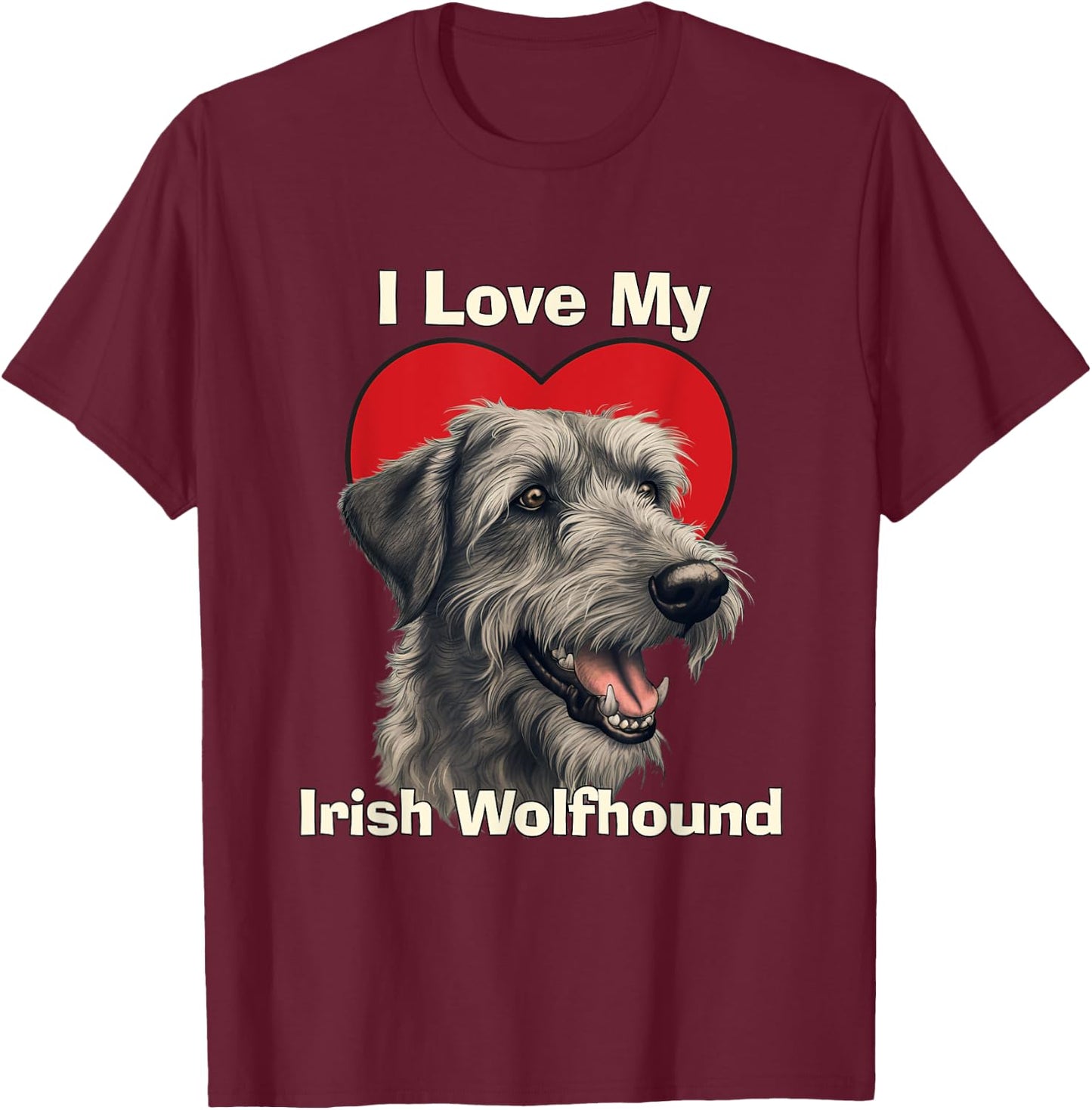 I Love My Irish Wolfhound Puppy Dog Men Women Kids T-Shirt - T-Shirt | Maroon