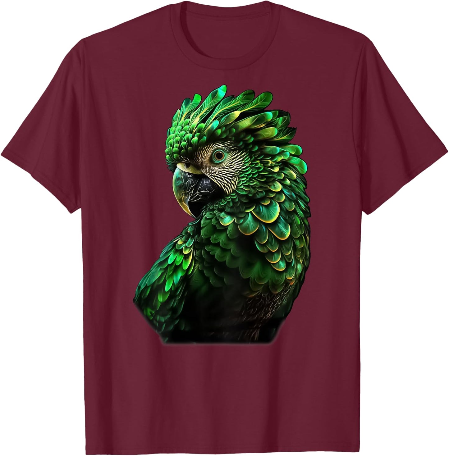 Emerald Green Macaw T-Shirt - T-Shirt | Maroon