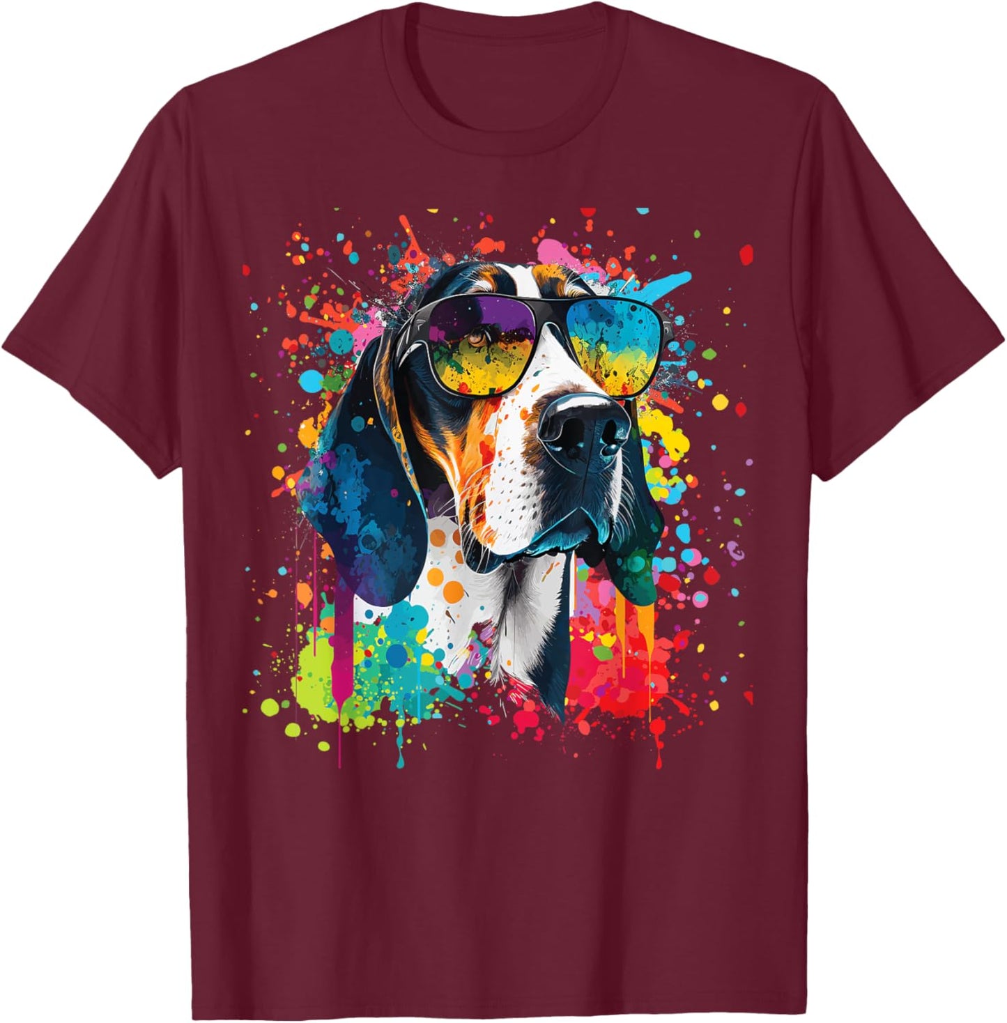 Treeing Walker Coonhound, Colorful Treeing Walker Coonhound T-Shirt - T-Shirt | Maroon