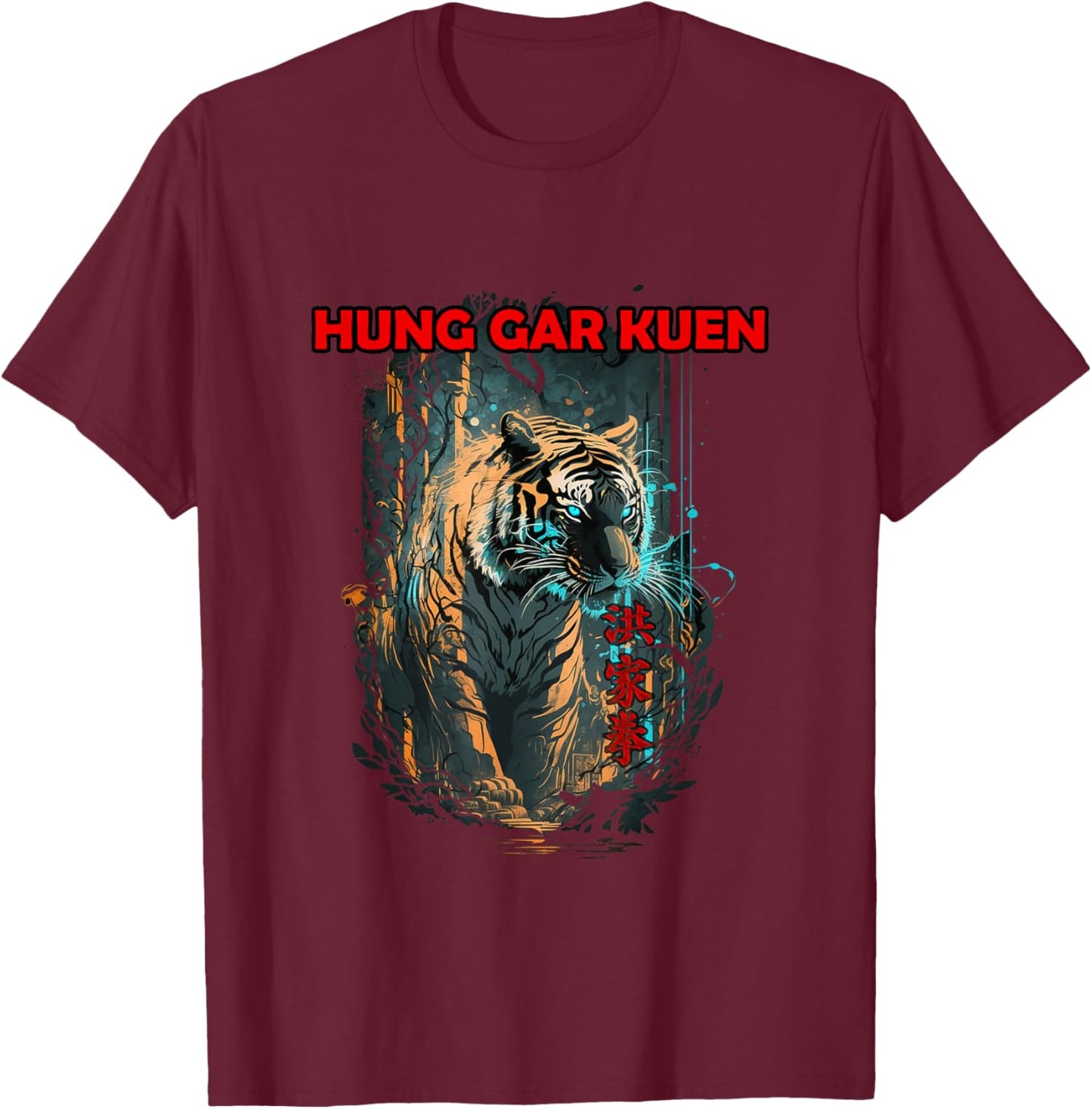 Kung Fu Tiger Hung Gar Kuen T-Shirt - T-Shirt | Maroon