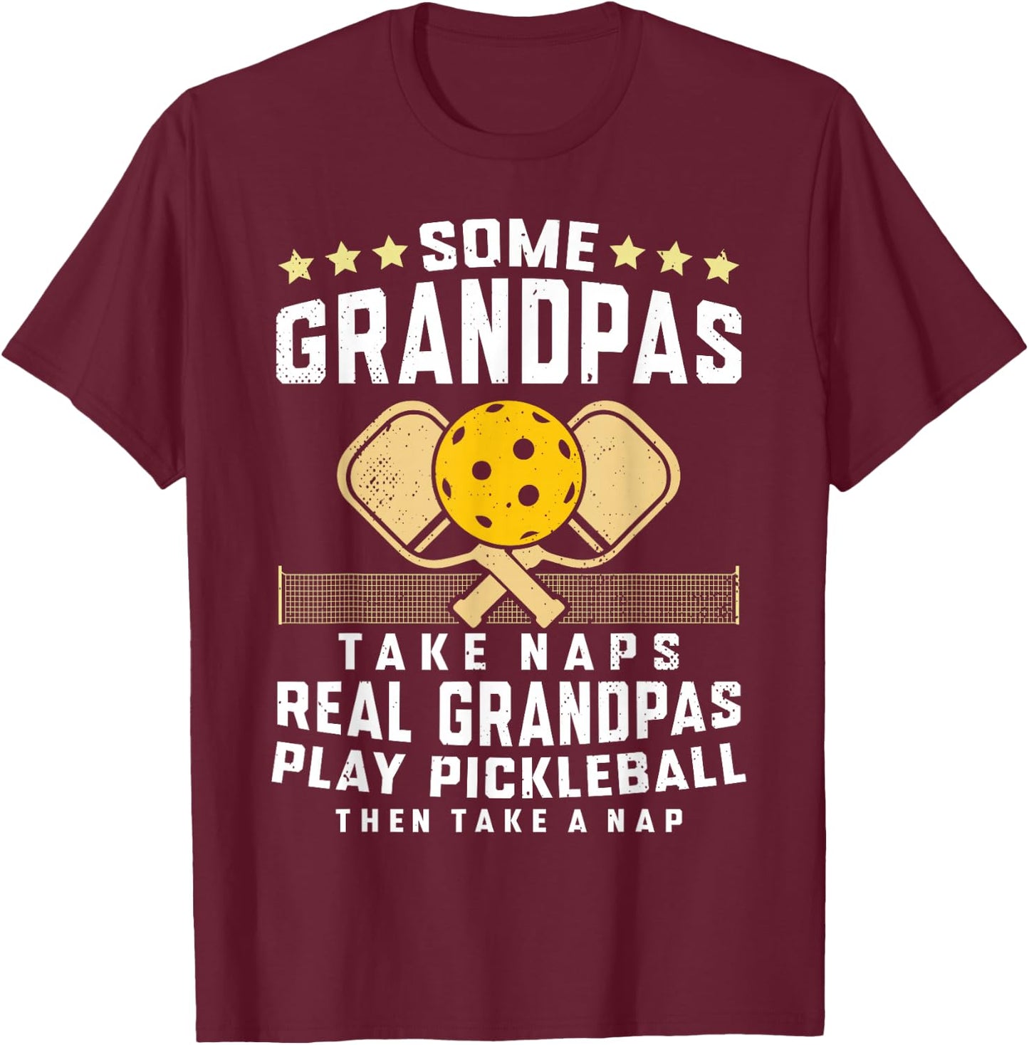 Pickleball Design Grandpa Funny Pickleball Player T-Shirt - T-Shirt | Maroon