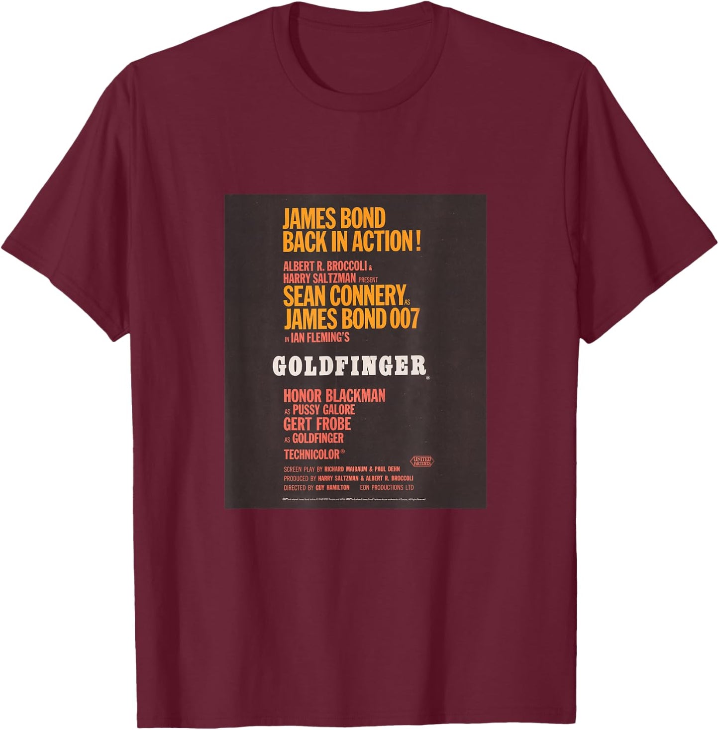 Official James Bond 007 Goldfinger T-Shirt - T-Shirt | Maroon