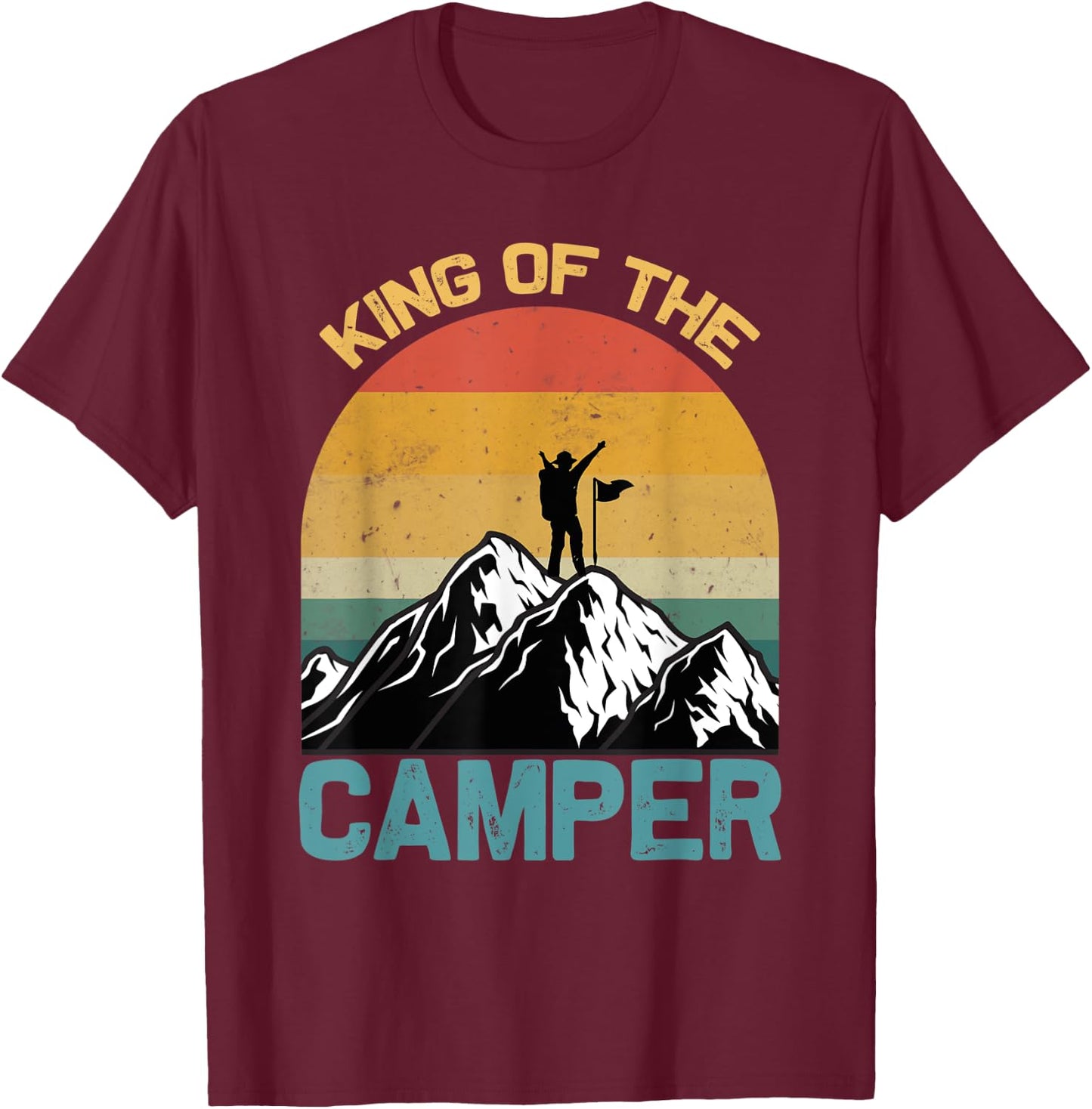 King of the Camper Matching Camping Travel Retro Vintage T-Shirt - T-Shirt | Maroon