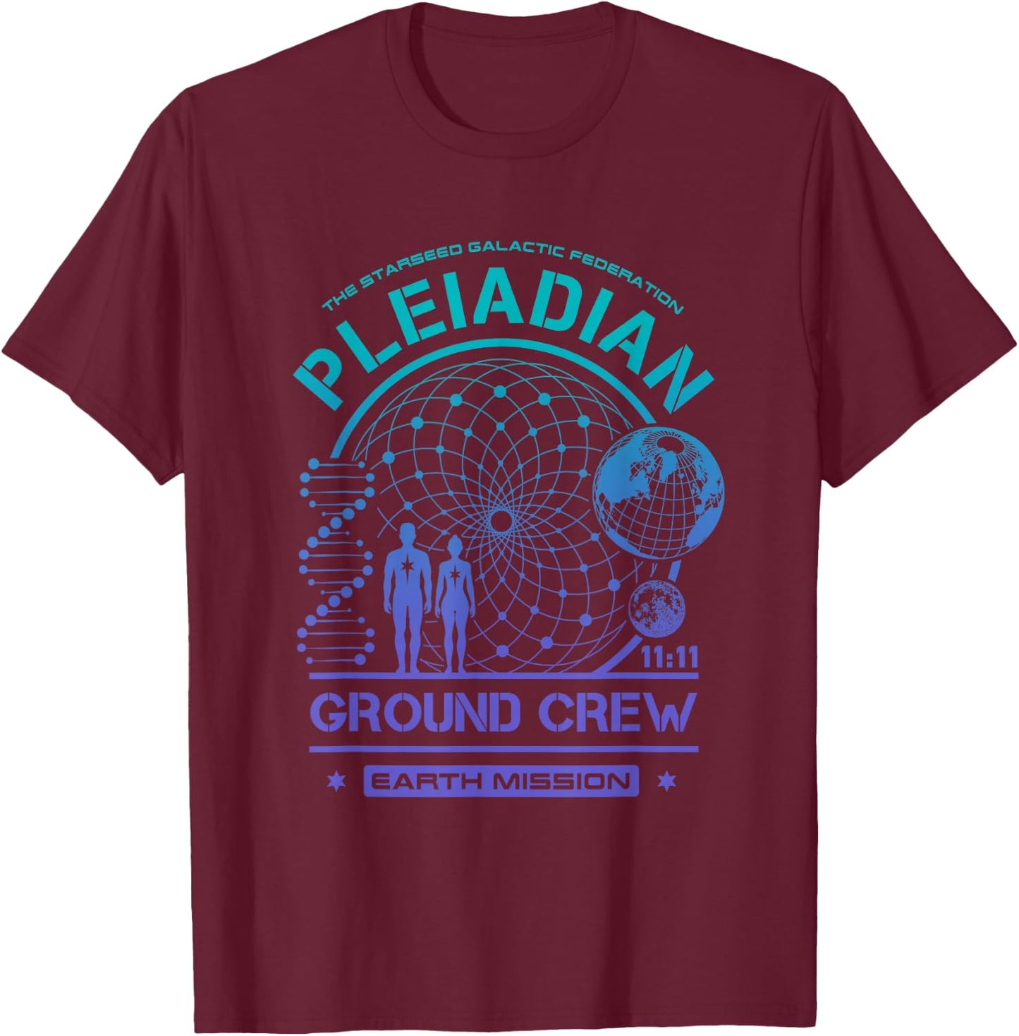 Pleiadian Starseed Earth Mission Ground Crew T-Shirt - T-Shirt | Maroon