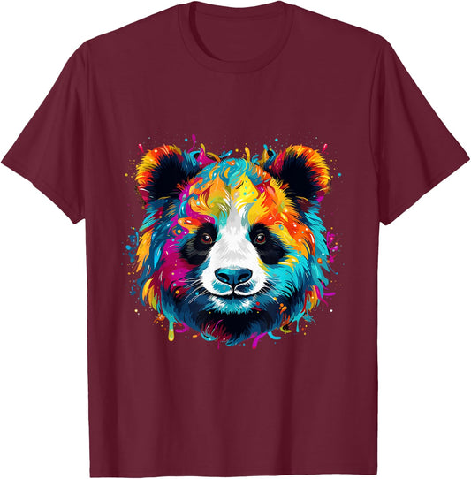 Rainbow Panda Head Brilliant Unleashed Cute Panda T-Shirt - T-Shirt | Maroon