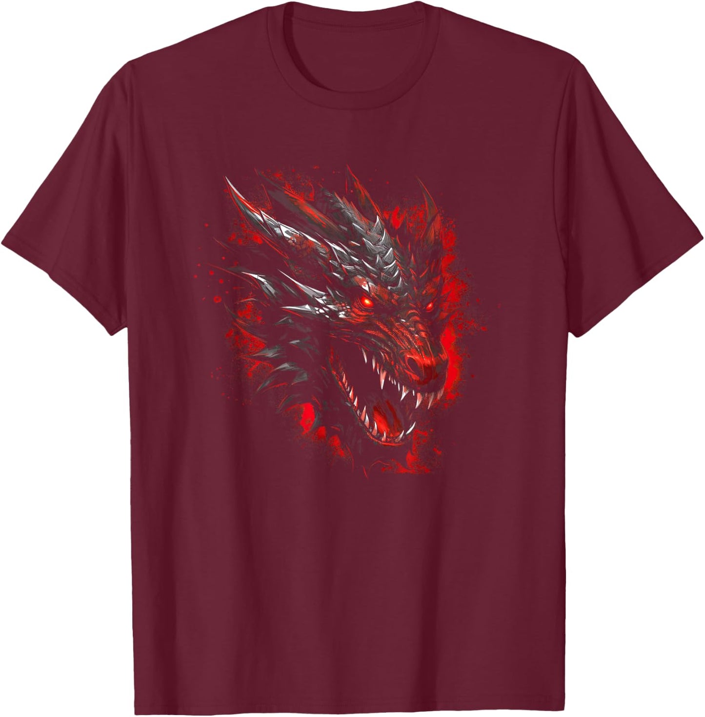 Red Chinese Firedrake Dragon - Dragon Print Art Wear T-Shirt - T-Shirt | Maroon