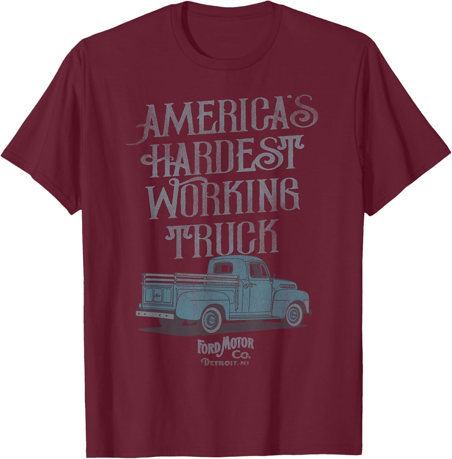 Ford Trucks Vintage America's Hardest Working Truck T-Shirt - T-Shirt | Maroon