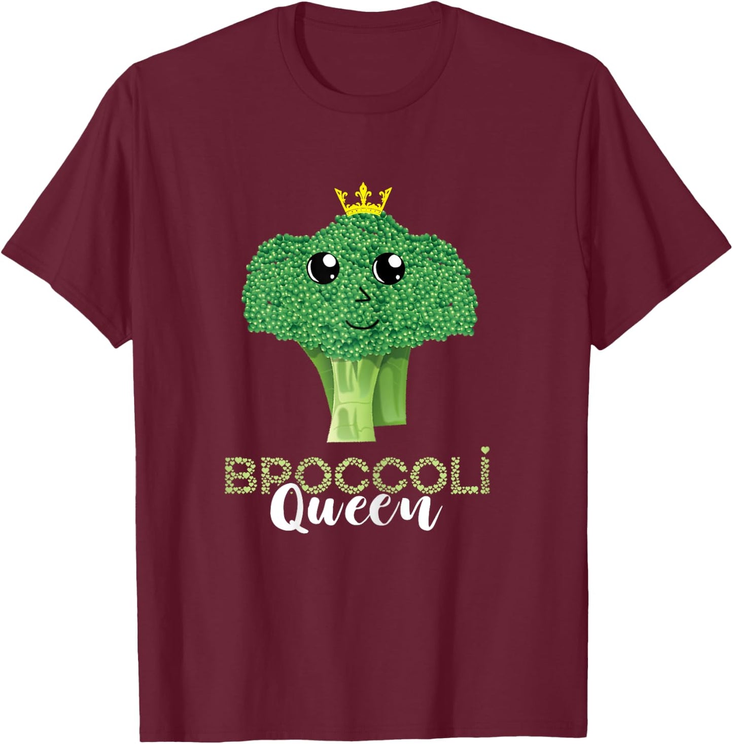 Broccoli Queen Crown Vegetarian Eating Broccoli Vegan T-Shirt - T-Shirt | Maroon
