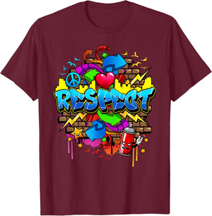 Urban - Respect Graffiti Graphic T-Shirt - T-Shirt | Maroon