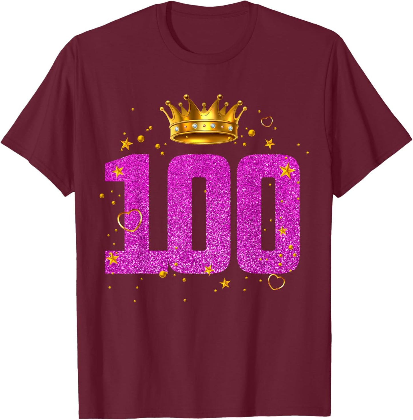 100 Year Old Birthday Crown 100th B-Day Crew Party Friends T-Shirt - T-Shirt | Maroon