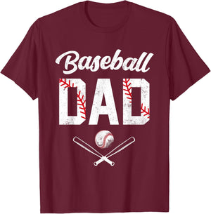 Baseball Dad Happy Fathers Day Shirts Wife Daughter T-Shirt - T-Shirt | Maroon