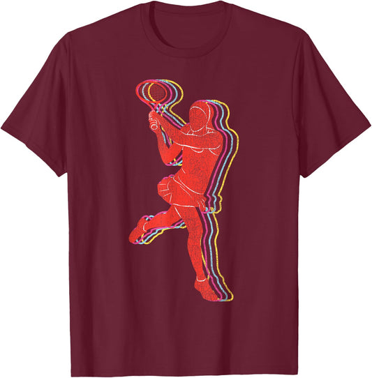 Funny Tennis Player Racket Retro Vintage T-Shirt - T-Shirt | Maroon