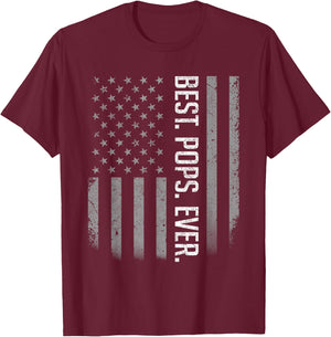 Best Pops Ever US American Flag Shirt Gifts for Father's Day T-Shirt - T-Shirt | Maroon
