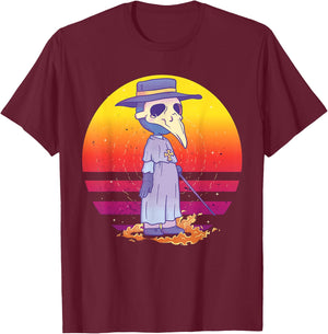Plague doctor Comic style Historical Plague doctors Cartoon T-Shirt - T-Shirt | Maroon