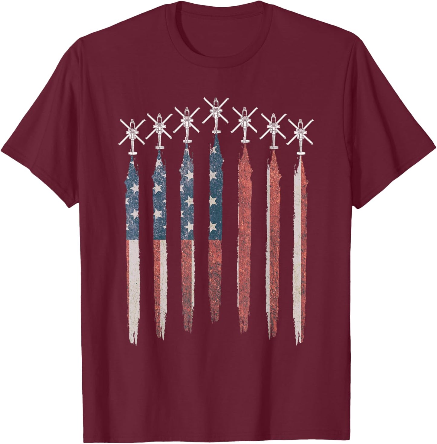AH64 Apache Helicopter American Flag Apache Squadron T-Shirt - T-Shirt | Maroon