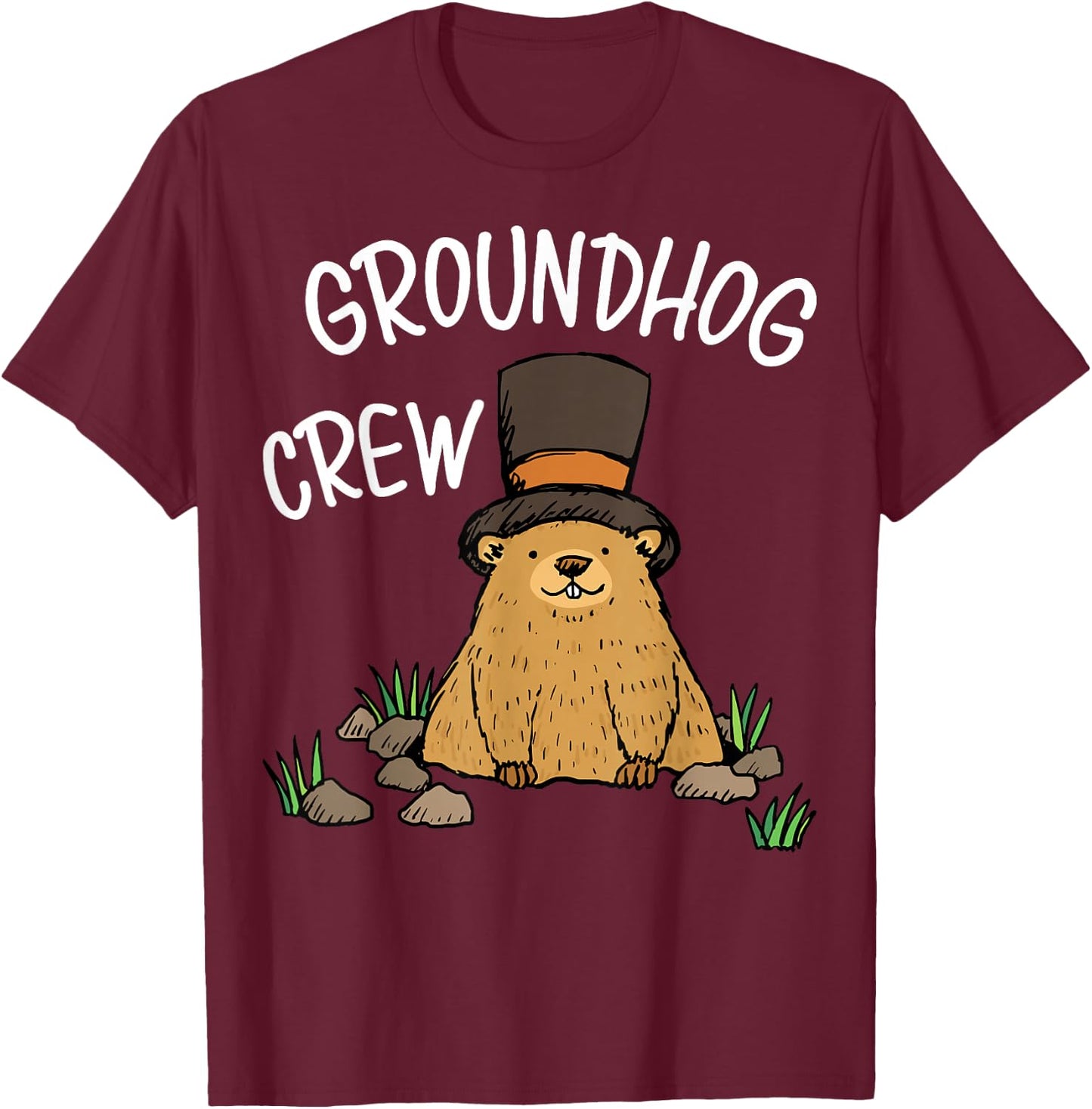 Funny Groundhog day Groundhog Crew for kids T-Shirt - T-Shirt | Maroon