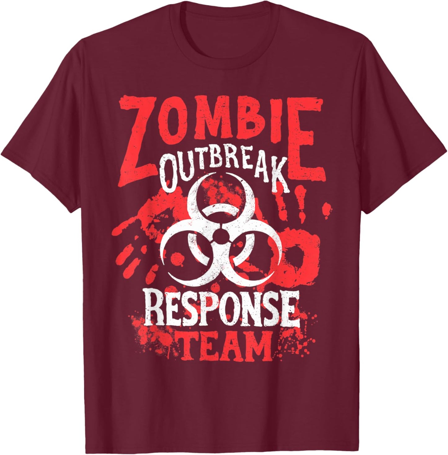 Zombie Outbreak Halloween Response Team Funny Men Apocalypse T-Shirt - T-Shirt | Maroon