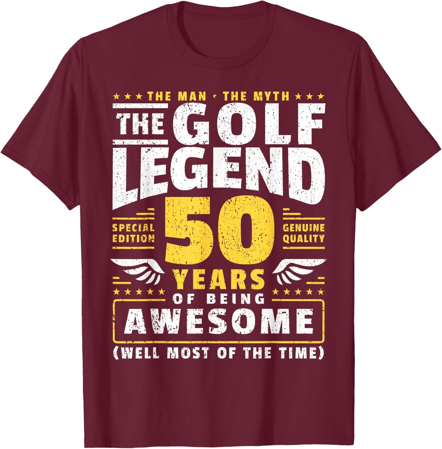 50th Birthday Golf Player 50 Years Old Golfer T-Shirt - T-Shirt | Maroon