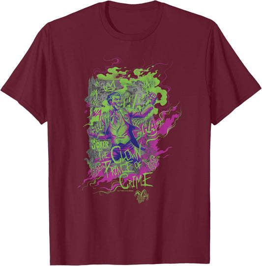 WB100 DC Comics Joker Clown Prince of Crime Toxic Gas T-Shirt - T-Shirt | Maroon