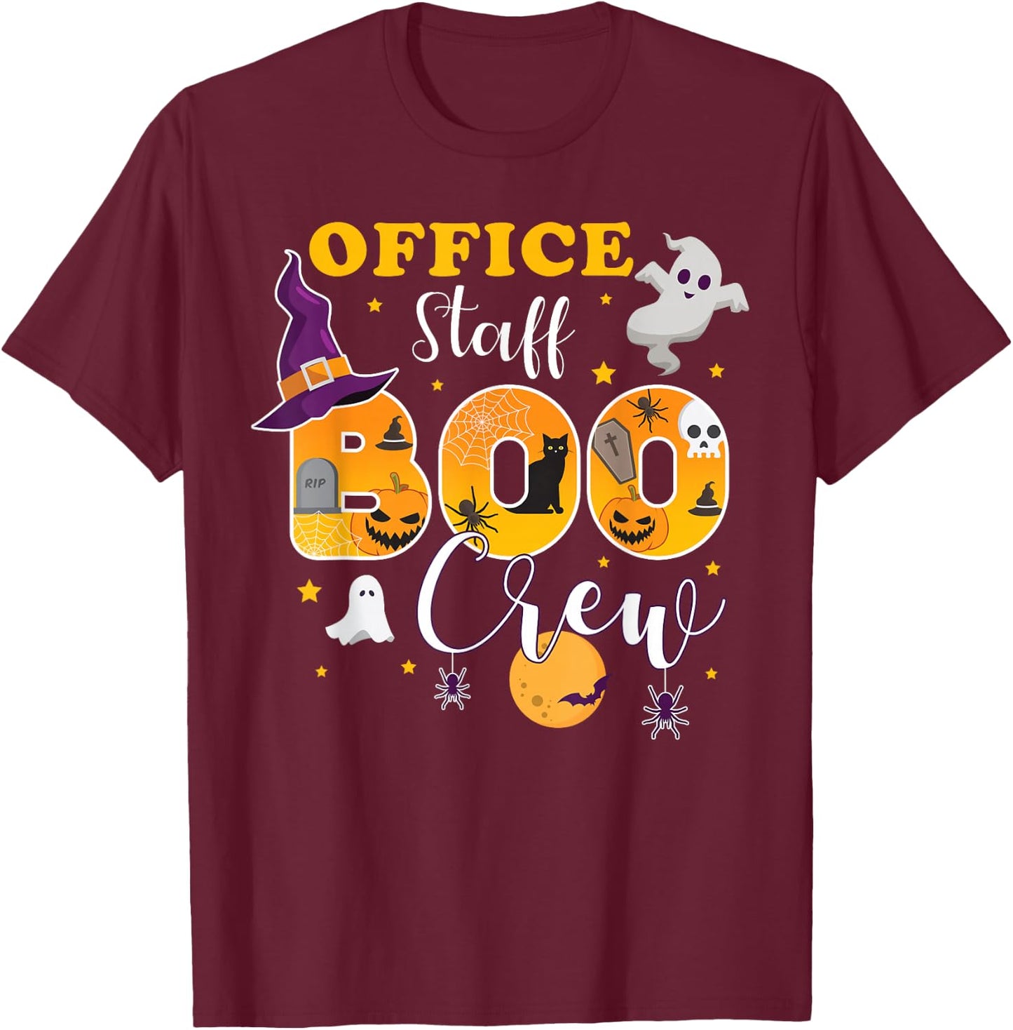Office Staff Boo Crew Matching Halloween Costume T-Shirt - T-Shirt | Maroon