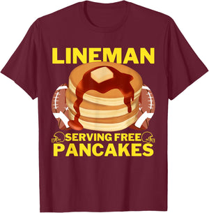 Lineman Serving Pancakes Football Lineman T-Shirt - T-Shirt | Maroon