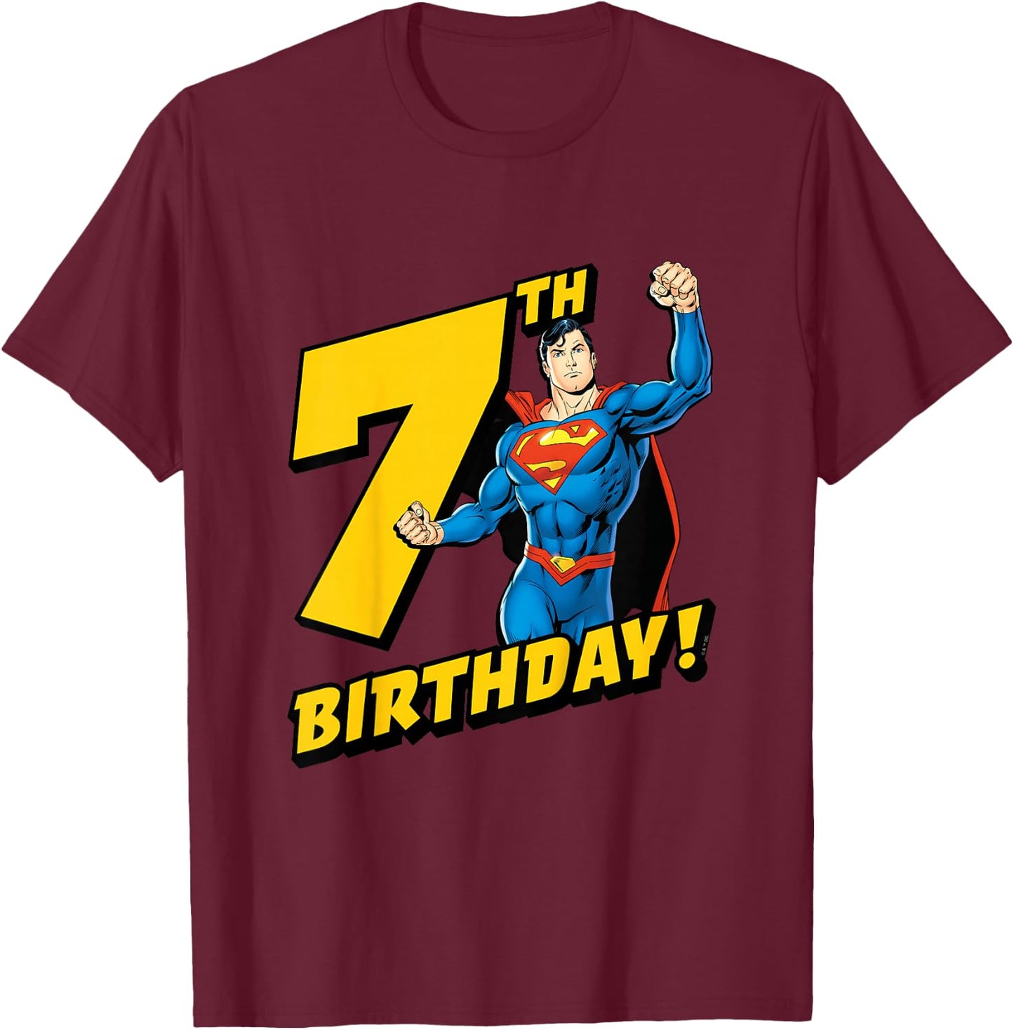 Kids Superman 7th Birthday T-Shirt - T-Shirt | Maroon