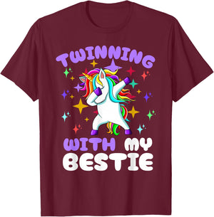 Twinning Unicorn Bestie Spirit Week Twin Day Best Friend T-Shirt - T-Shirt | Maroon