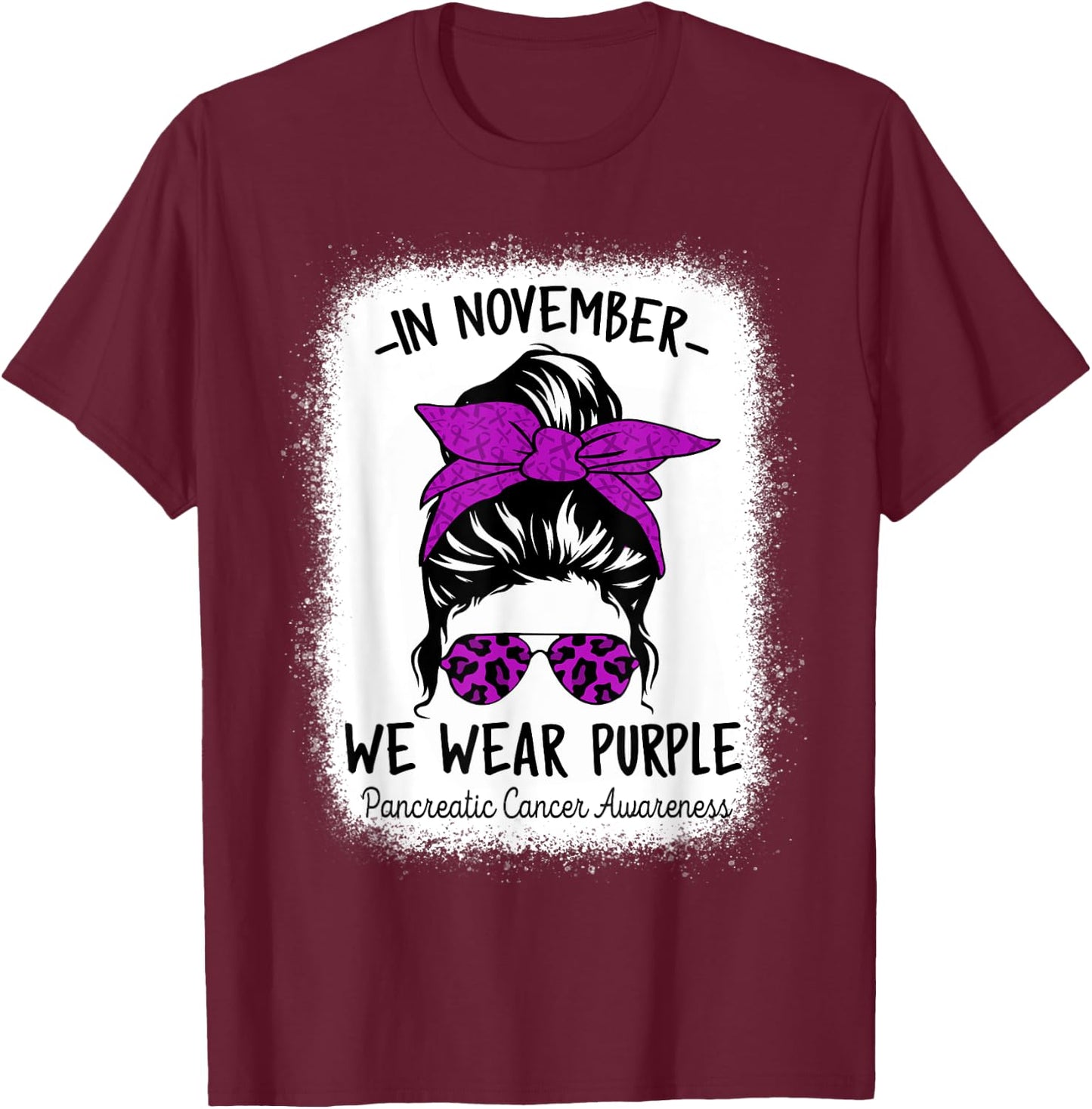 Women In November We Wear Purple Pancreatic Cancer Awareness T-Shirt - T-Shirt | Maroon