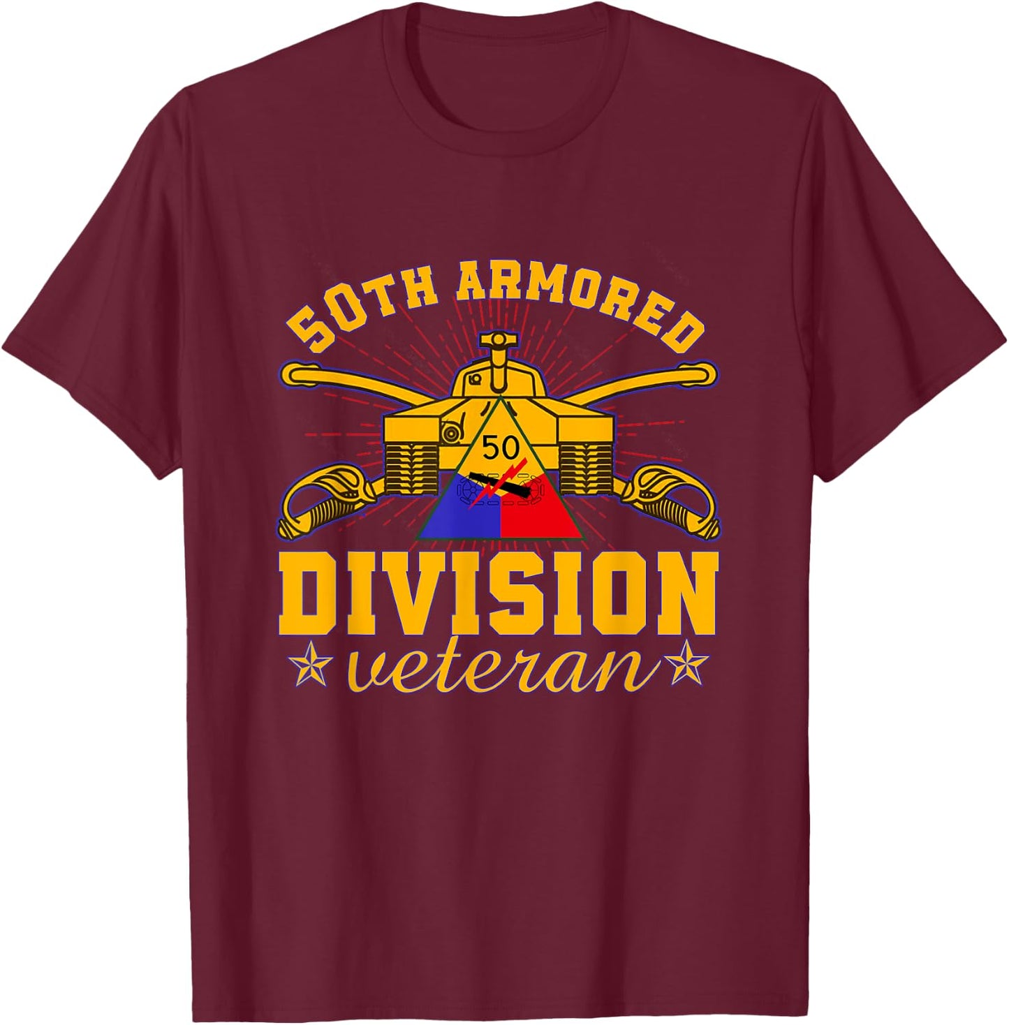 50th Armored Division Veteran Jersey Blues T-Shirt - T-Shirt | Maroon
