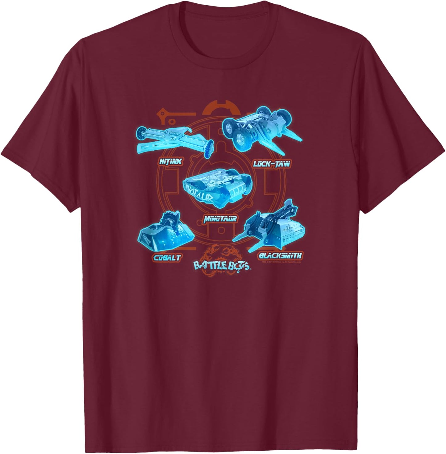 BattleBots Group Robot Textbook Schematics T-Shirt - T-Shirt | Maroon