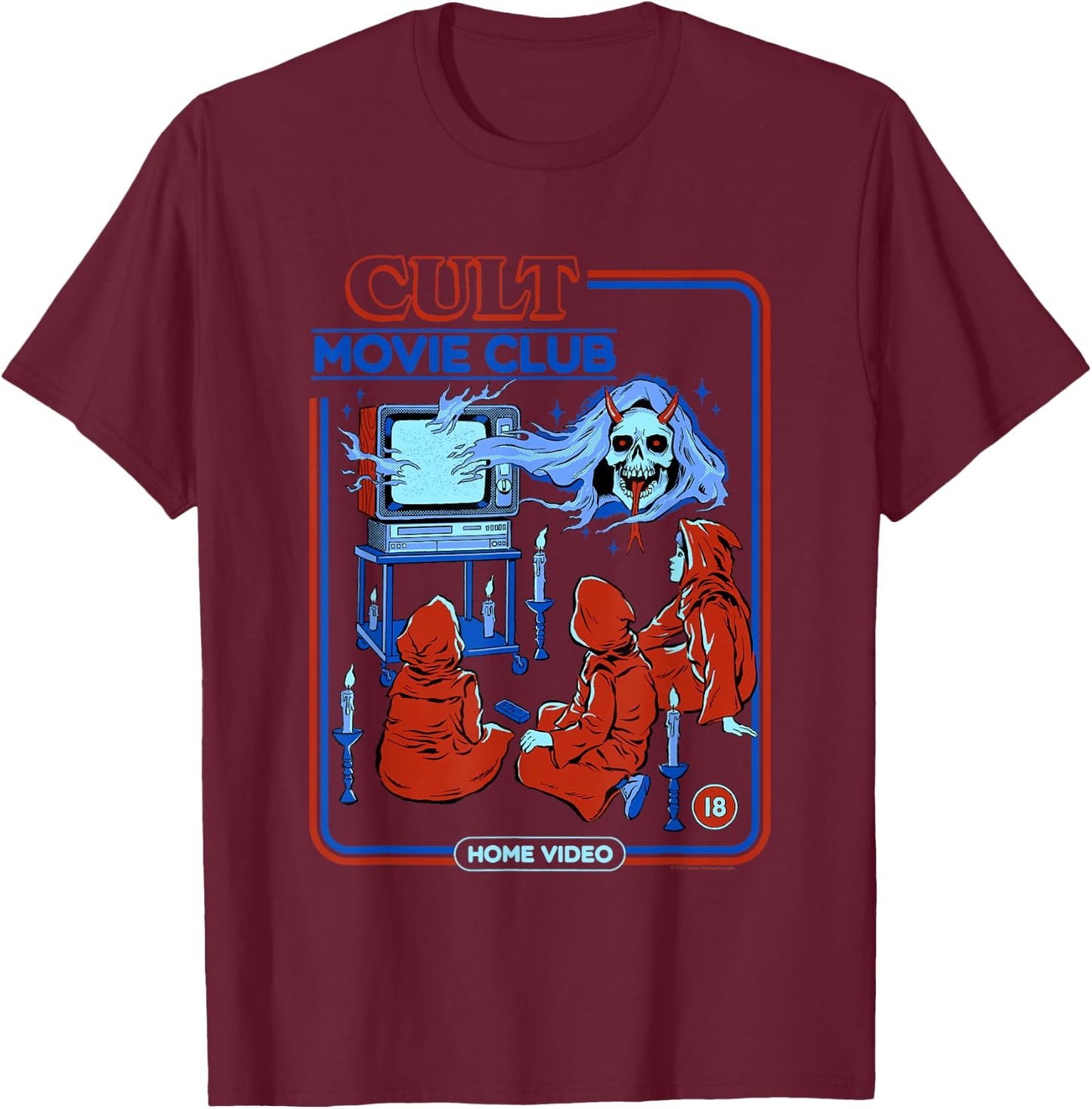 Steven Rhodes Cult Movie Club Home Video Retro Dark Humor T-Shirt - T-Shirt | Maroon