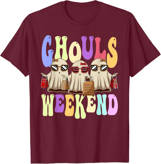 Ghouls Weekend Women Spooky Ghost Halloween Girls Trip T-Shirt - T-Shirt | Maroon