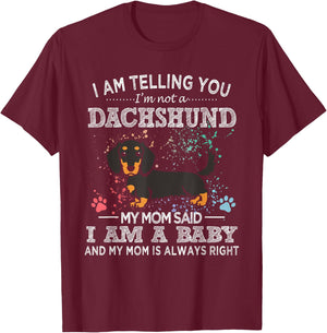 Funny Black And Tan Long-Haired Dachshund Mom Puppy Dog Mama Women T-Shirt - T-Shirt | Maroon